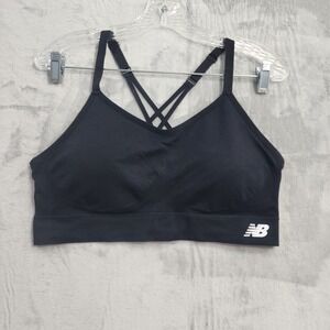 New Balance Sports Bra Womens XXL Black Strappy Crossback Padded Yoga Stretch